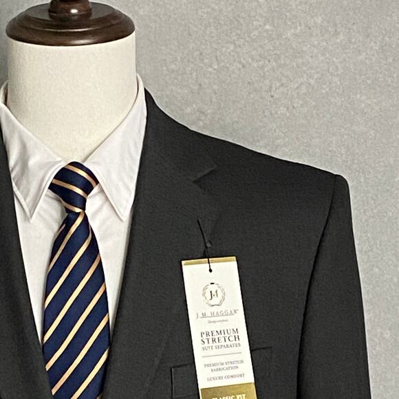 Haggar Men's 46R Classic Fit Premium Stretch Suit Jacket Charcoal NEW - Picture 5 of 11